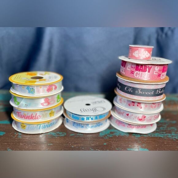 12 NEW BABY THEME! New & Partial Rolls Ribbon Arts & Crafts NWT - Picture 1 of 6